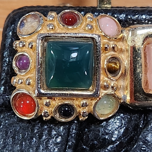 Vintage Judith Lieber Gem Stone Embellished Snakeskin Crossbody Clutch - Picture 11 of 16